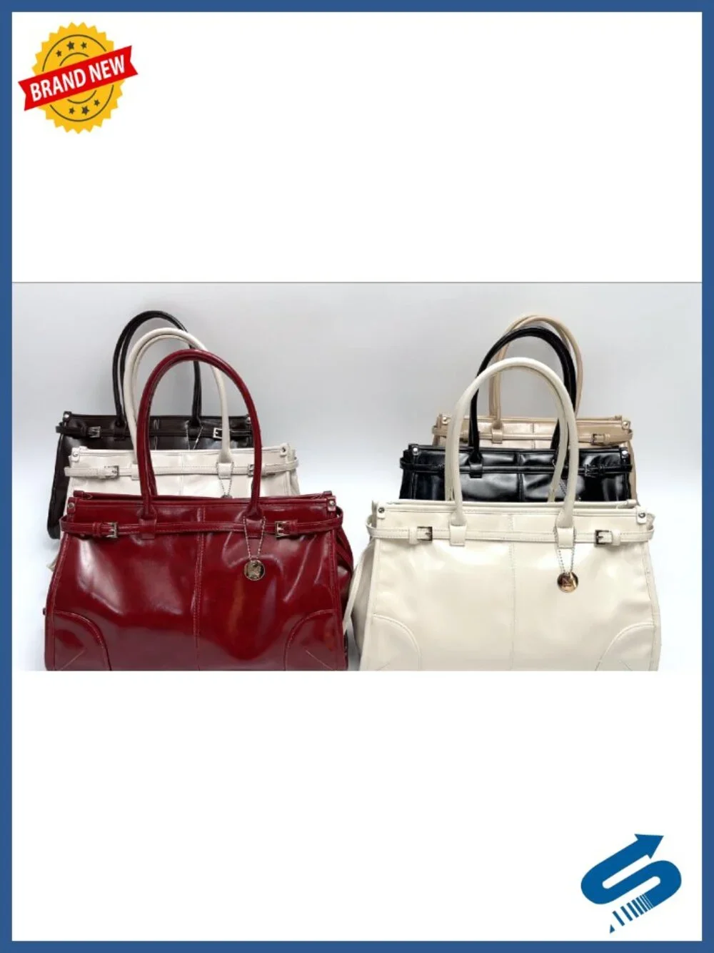 Women's Vegan Leather Top-Handle Satchel with Adjustable Crossbody Strap